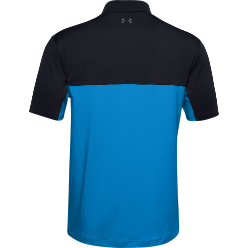 Under Armour Mens Colorblock Golf Polo Shirt  - Black/Electric Blue