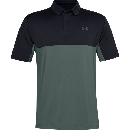 Under Armour Mens Colorblock Golf Polo Shirt (Black/Lichen Blue)