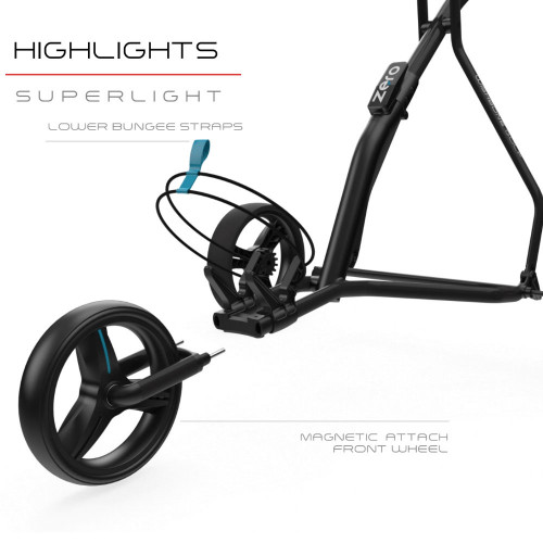 Wishbone Zero Megalite 3-Wheel Push Golf Trolley + Scorecard & Umbrella Holder 