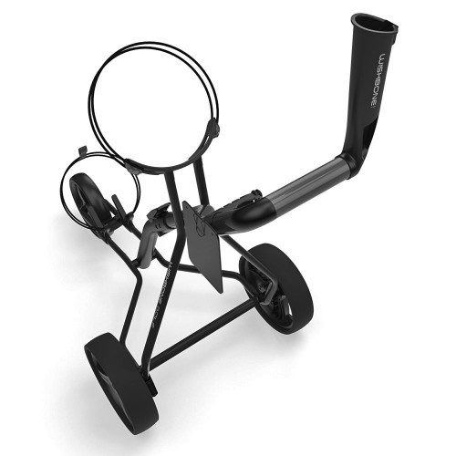 Wishbone Zero Megalite 3-Wheel Push Golf Trolley + Scorecard & Umbrella Holder  - Black/Black