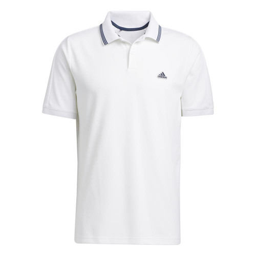 adidas Golf Go-To Pique Primegreen Polo Shirt  - White/Crew Navy