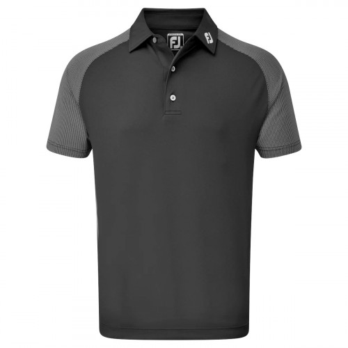 FootJoy Raglan Jacquard Block Mens Golf Polo Shirt (Black)