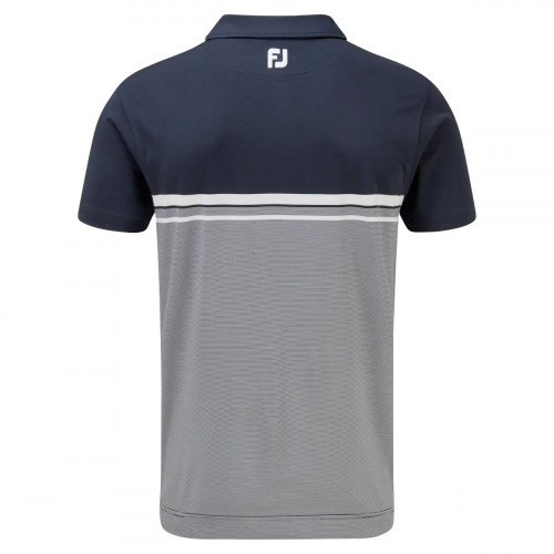 FootJoy Lisle Engineered End on End Stripe Mens Golf Polo Shirt  - Navy