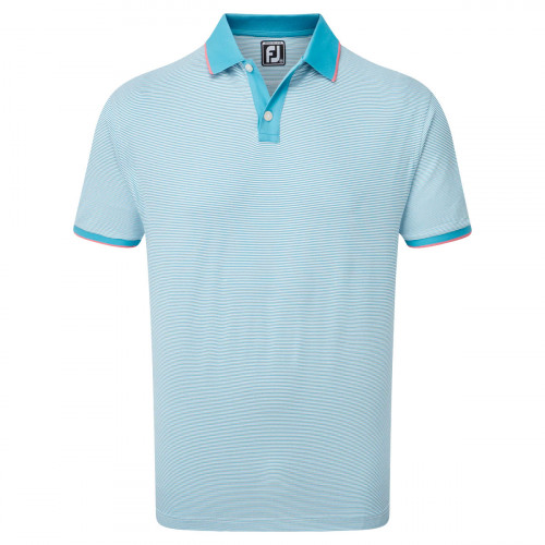 FootJoy Pique Ministripe Mens Golf Polo Shirt (Storm Blue/White)