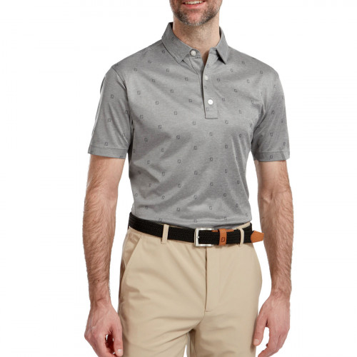FootJoy Smooth Pique FJ Tonal Print Mens Golf Polo Shirt 