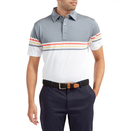 FootJoy Stretch Pique Colour Block Mens Golf Polo Shirt reverse