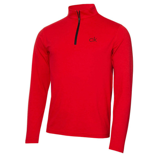 Calvin Klein Mens Newport Half Zip Golf Pullover (Power Red)