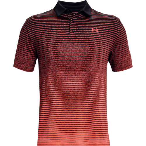 Under Armour Mens Playoff Polo Up and Down Stripe (Black/Venom Red)