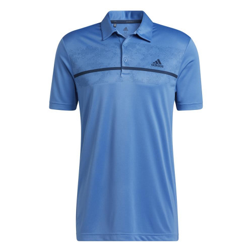 adidas Golf Chest Print Primegreen UV 50+ Polo Shirt (Focus Blue)