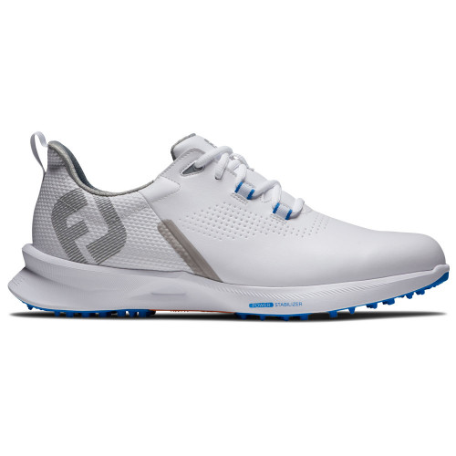 FootJoy Fuel Mens Spikeless Golf Shoes (White/Grey/Blue)