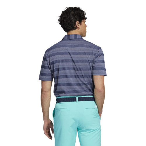 adidas Golf Mens Two Colour Stripe Primegreen Polo Shirt reverse