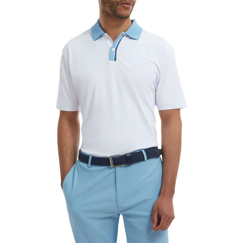 FootJoy Solid with Stripe Placket Pique Mens Golf Polo Shirt 