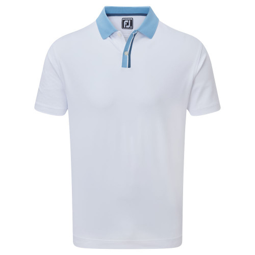 FootJoy Solid with Stripe Placket Pique Mens Golf Polo Shirt