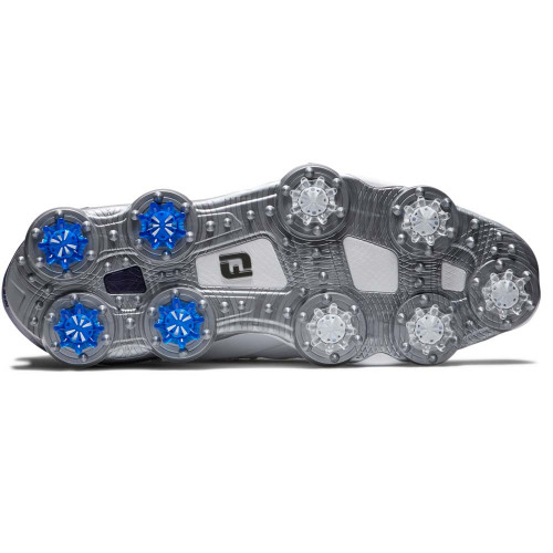 FootJoy Tour Alpha Double BOA Mens Spiked Golf Shoes  - White/Grey/Blue