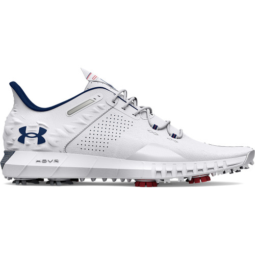 Under Armour Mens UA HOVR Drive 2 Golf Shoes (White/Metallic Silver/Academy)