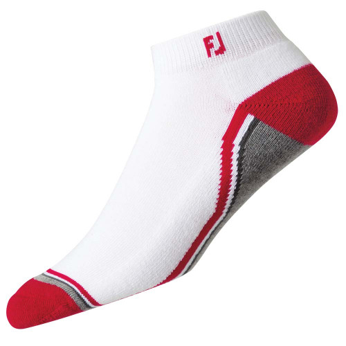 FootJoy Mens ProDry Fashion Sport Socks UK 6-11 (White/Red/Grey)