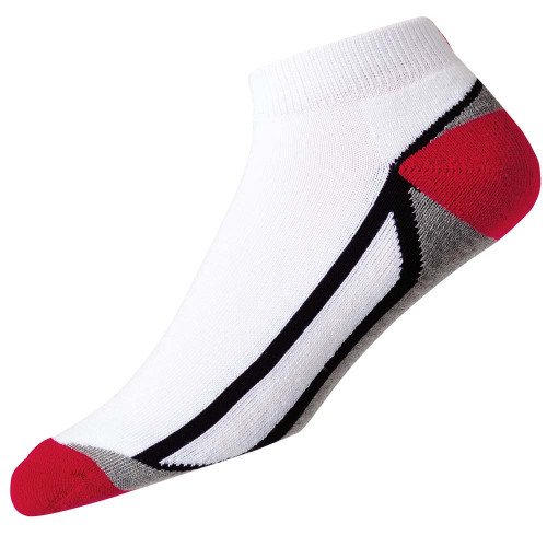 FootJoy Mens ProDry Fashion Sport Socks UK 6-11 (White/Grey/Red)