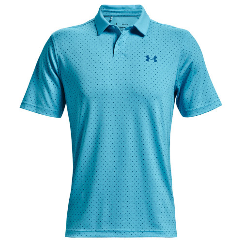 Under Armour Mens UA Performance Printed Golf Polo Shirt (Fresco Blue/Cruise Blue)