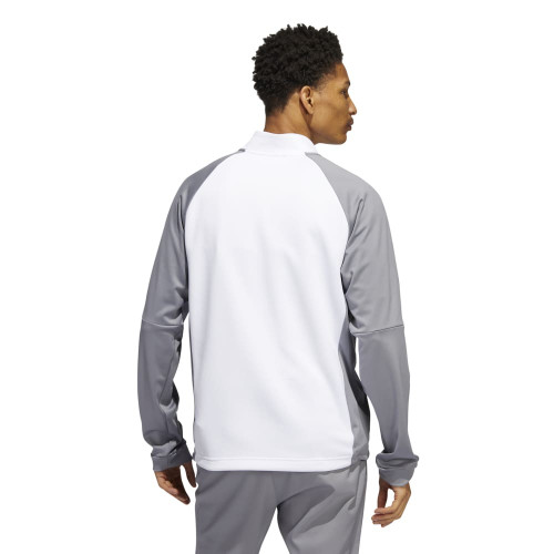 adidas Mens Colour Block Quarter Zip Pullover  - White/Grey Three