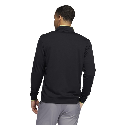 adidas Mens Primegreen UPF Lightweight Quarter Zip Pullover  - Black/Pulse Lime