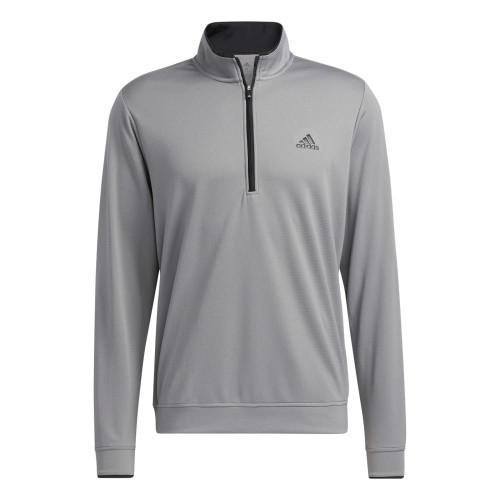 adidas Mens Primegreen UPF Lightweight Quarter Zip Pullover (Grey Three/Black)