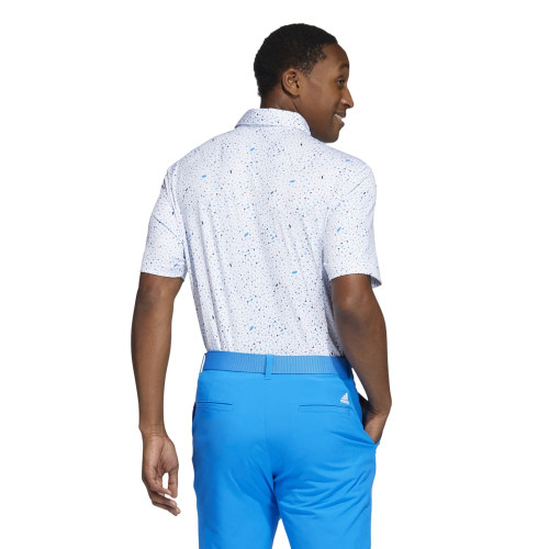adidas Mens Flag Print Primeblue Polo Shirt  - Blue Rush