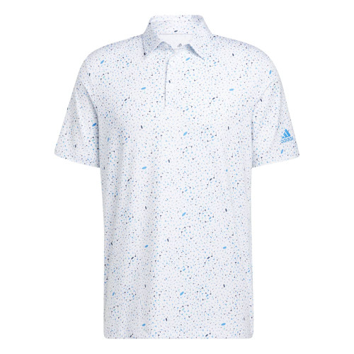 adidas Mens Flag Print Primeblue Polo Shirt (Blue Rush)