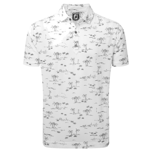 Footjoy Mens Tropic Golf Lisle Print Polo Shirt