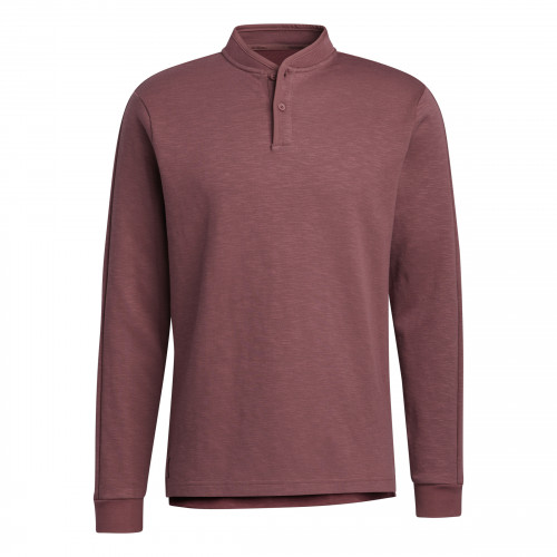 Adidas Go-To Long Sleeve Henley Golf Shirt (Quiet Crimson)