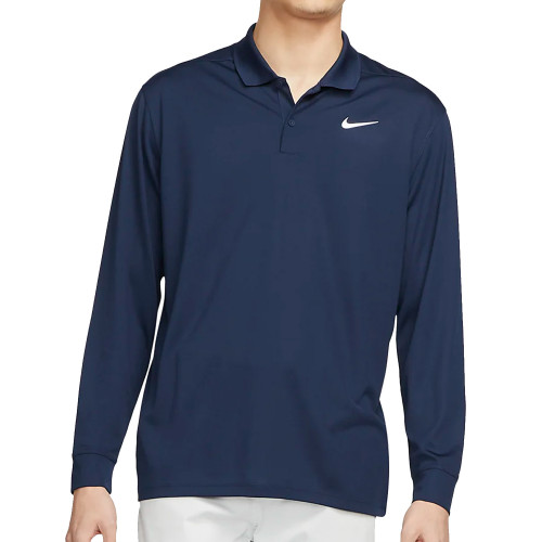 Nike Golf Dri-Fit Victory Long Sleeve Mens Polo Shirt (College Navy)