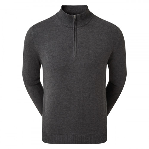 FootJoy Mens Wool Blend 1/2 Zip Lined Golf Sweater Pullover  - Heather Charcoal