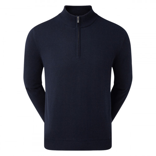 FootJoy Mens Wool Blend 1/2 Zip Lined Golf Sweater Pullover (Navy)