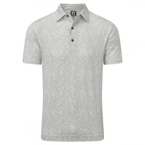 FootJoy Digital Camo FJ Print Lisle Mens Golf Polo Shirt (White)