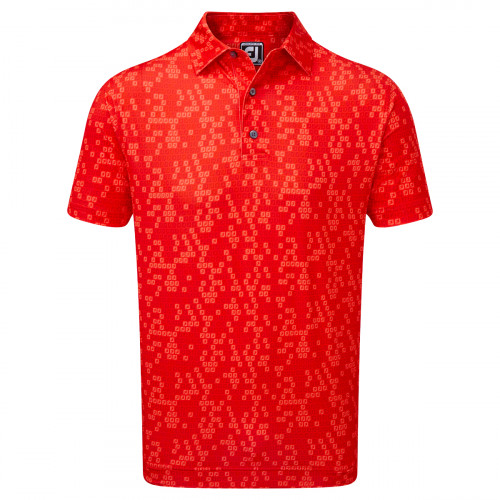FootJoy Digital Camo FJ Print Lisle Mens Golf Polo Shirt (Red)