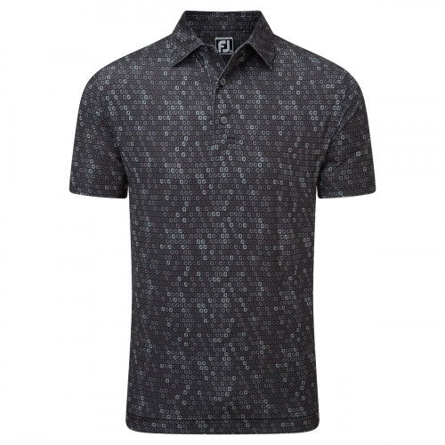 FootJoy Digital Camo FJ Print Lisle Mens Golf Polo Shirt (Black)