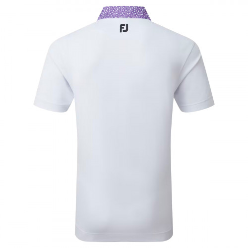 FootJoy Tossed Tulip Trim Pique Mens Golf Polo Shirt  - White/Violet