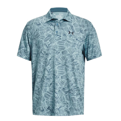 Under Armour Mens Playoff 3.0 Printed Golf Polo Shirt (Still Water/Static Blue)