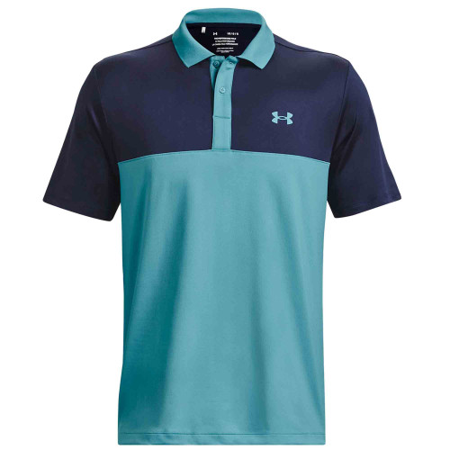 Under Armour Mens UA Performance 3.0 Colour Block Golf Polo Shirt  - Glacier Blue/Midnight Navy