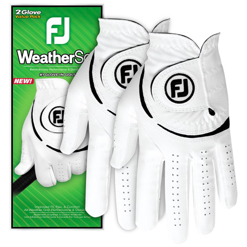 FootJoy Mens WeatherSof 2 Pack Golf Gloves Left Hand Twin Pack (Right Handed Golfer)