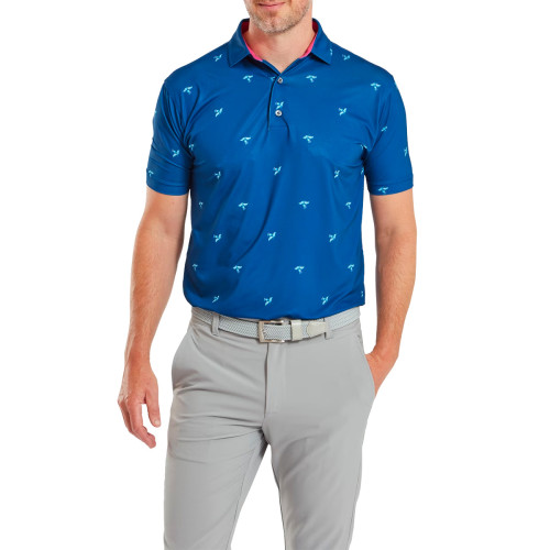 FootJoy EU Thistle Print Lisle Mens Golf Polo Shirt 