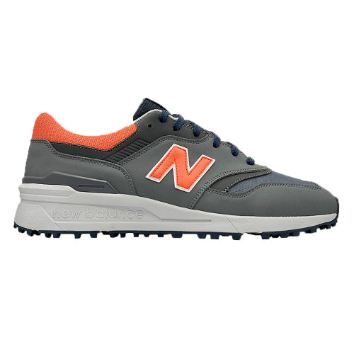 New Balance 997 SL Mens Spikeless Golf Shoes (Grey/Orange)