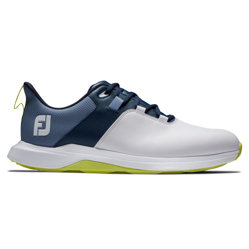 FootJoy ProLite Mens Spikeless Golf Shoes (White/Navy/Lime)