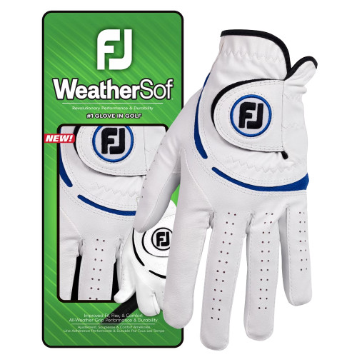 FootJoy Mens WeatherSof Golf Glove MLH (White/Blue)