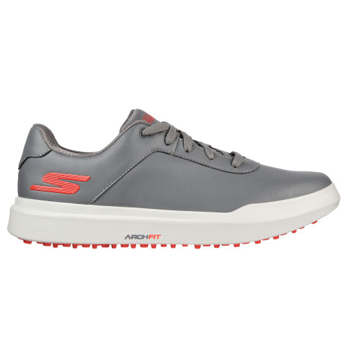 Skechers Go Golf Drive 5 Mens Spikeless Golf Shoes (Grey/Red)