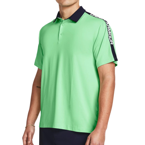 Under Armour Mens UA Playoff 3.0 Strike Golf Polo Shirt (Matrix Green/Midnight Navy)