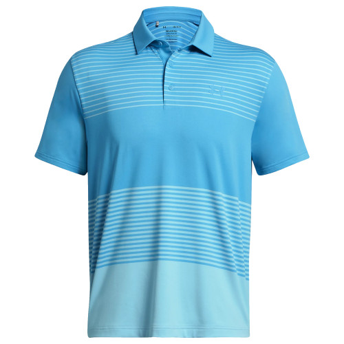Under Armour Golf Playoff 3.0 Stripe Polo Shirt  - Capri/Sky Blue