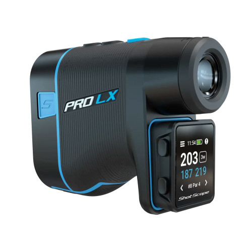 Shot Scope PRO LX + Laser Rangefinder, GPS & Performance Tracking Tags (Black/Blue)