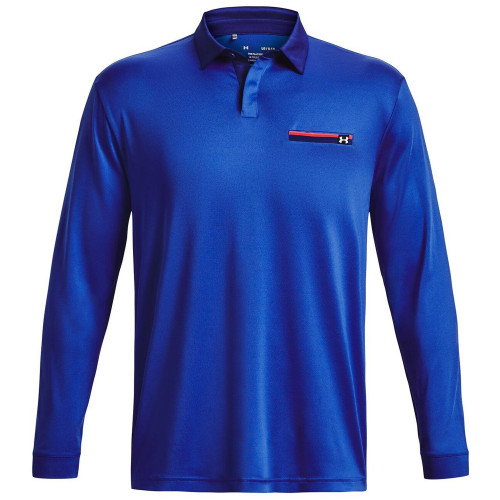 Under Armour Mens UA Playoff 2.0 Pocket Long Sleeve Golf Polo Shirt  - Versa Blue